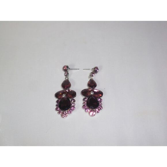 Purple necklace set, statement wedding MOB party prom formal ballroom necklace - Picture 6 of 6